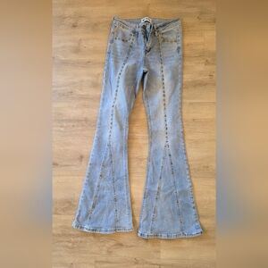 PTCL Studded Flare Leg Jeans In Light Indigo SZ, 27